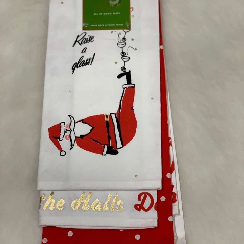 Kate Spade Cotton 3 Piece Kitchen X-Mas Towel Set
